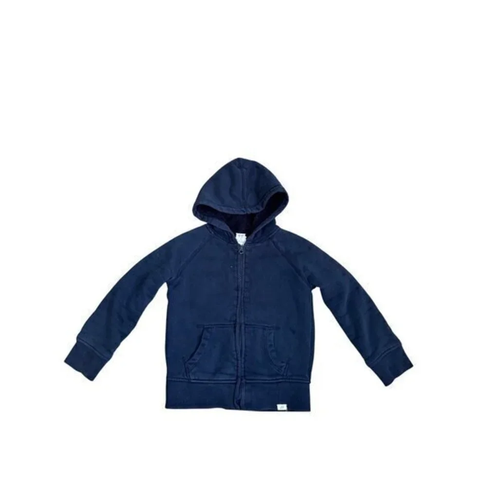 Gap Kids Sherpa-Lined Navy Zip-Up Hoodie XS 4/5